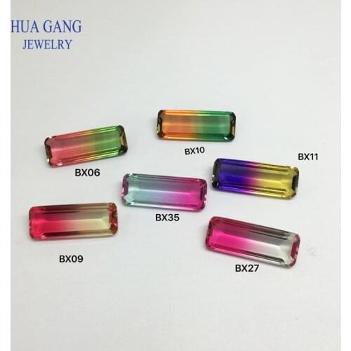 Baguette Shape Watermelon Tourmaline Stone Synthetic Glass Beads Special Size 9x24mm Gems For DIY Jewelry Free Shipping