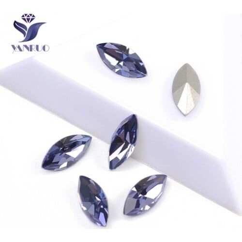YANRUO 4200 Navette Tanzanite Pointback Strass DIY Sewing Crystal Fancy Stones K9 Crystal Rhinestone For Needlework Clothes