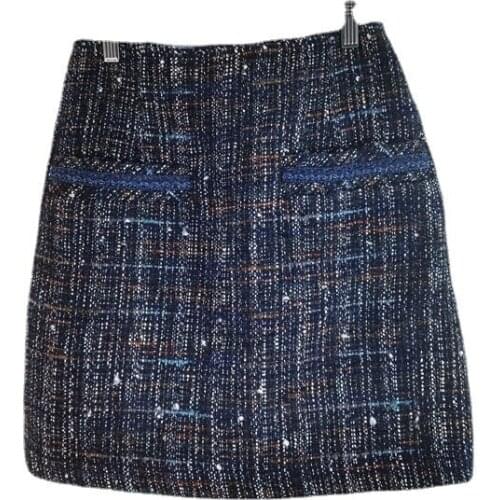 Autumn And Winter 2021 New Skirt Small Fragrance Colorful Tweed Contrast Color Woven High Waist Hip Lifting Womens Skirt C108