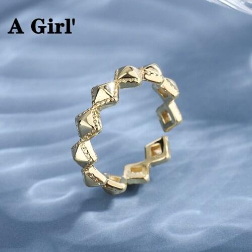 A Girl' New Adjustable Geometric Open Rings Female Jewelry Trendy Rhombus Stackable Finger Ring For Women