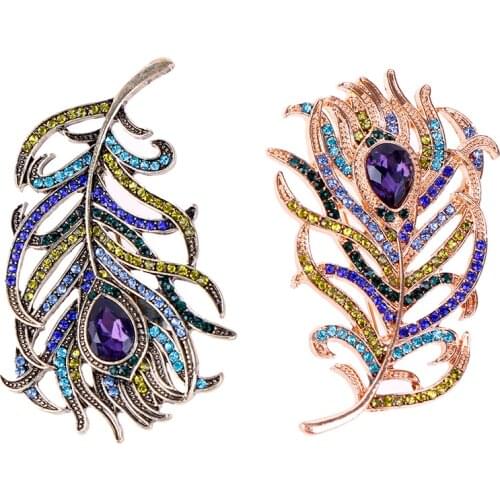 1pcs Boho Peacock Feathers Brooch Boho Enamel Pins Deep Blue Brooches Wedding Accessories For Cloth Decorations