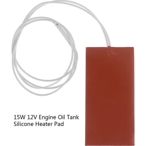 15W 12V DC 50X100mm Flexible Waterproof Silicon Heater Pad Wire Heater Engine Block Oil Pan Hydraulic Tank Heating Plate Mat