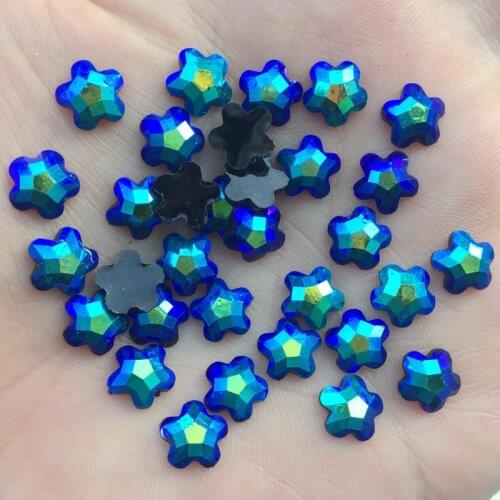 150pcs 8mm AB Color Resin Flowe rhinestone applique stones and crystals Flatback for Wedding Dress Button -S211