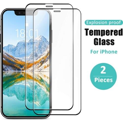 2PCS Protective Glass For iPhone 12 11 Pro Max XR X XS Max Tempered Glass For iPhone 7 8 6 Plus SE 2020 12mini Protector Film