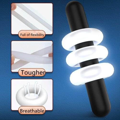 3PCS Silicone Cock Ring Male Enhancer Ejaculation Delay Penis Rings Dildo Extender Ring Sex Toys For Men Gay Sex Shop White