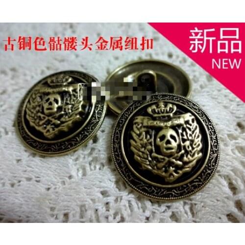 Free shipping 30pcs/lot Bronze color metal buttons skeleton coat trench coat buttons 22mm 15mm