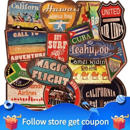 36pcs/pack Stickers Waterproof PVC Retro Vintage Tide Beach Surfing Travel Guitar Trunk Skateboard Laptop Car Gifts for child