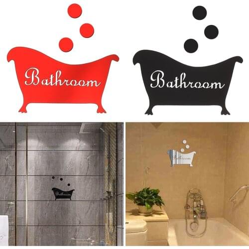 1Set 3D Mirror Sticker Funny WC Toilet Door Entrance Sign Men Women Bathroom DIY Art Wall Sticker Decals Hotel Bar Home Decor