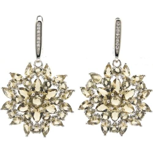 18x18mm Gorgeous Round Shape Created White Sapphire Gift For Ladies Silver Earrings