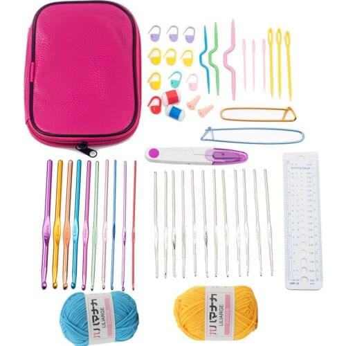 5 colors Knitting Needles Hooks Set Straight Knitting Needles Small Lace Crochet Needles Hook Sewing Accessories Kit with Bag
