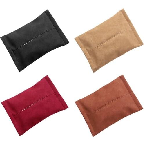 Car Tissue Box Suede Tissue Bag Auto Suede Paper Towel Backseat Napkin Holder Case Storage Decor Interior Accessories