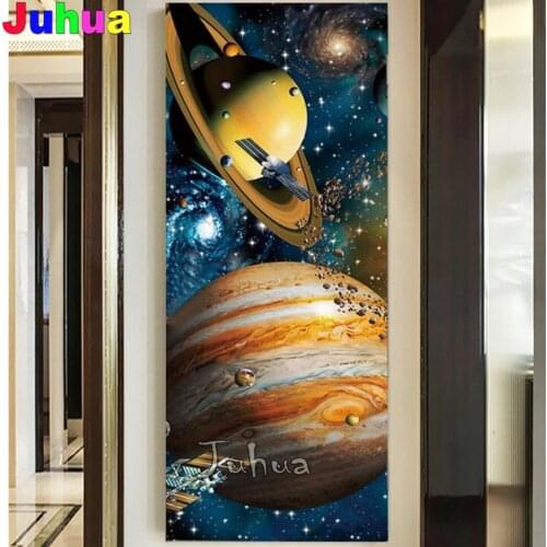 Large diamond painting Planet Space Earth Moon Venus Sun Saturn Wall Art diamond mosaic Modern Picture for Living Room Home Deco