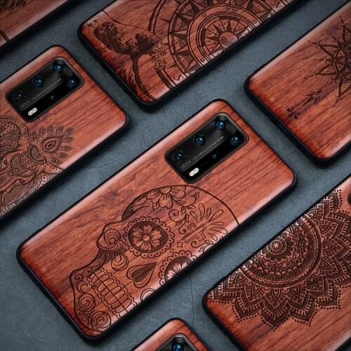 Real Wood P30 Lite Case For Huawei P40 Lite Case Wood P20 Lite Cover TPU Coque For Huawei P30 Pro P40 Pro Funda P40 Lite Case