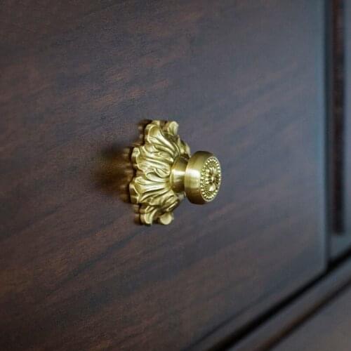European-Style British-Style Light Luxury Brass Handle Cupboard Furniture Closet Door Drawer Golden American Small Handle
