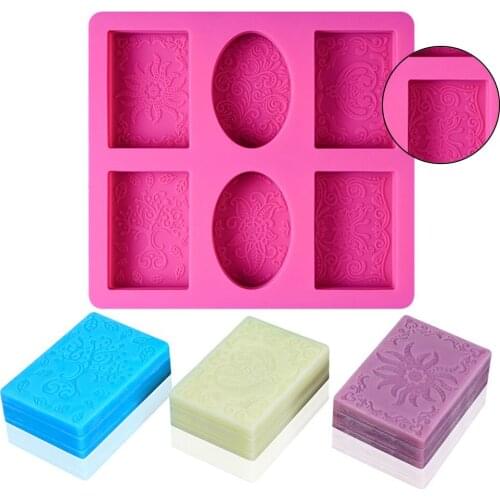 DIY Soap Mold 6 Cells Cake Fondant Tools Chocolate Cookie Oval Rectangle Shaped Baking Mold Silicone Mould Decor Cake Tool