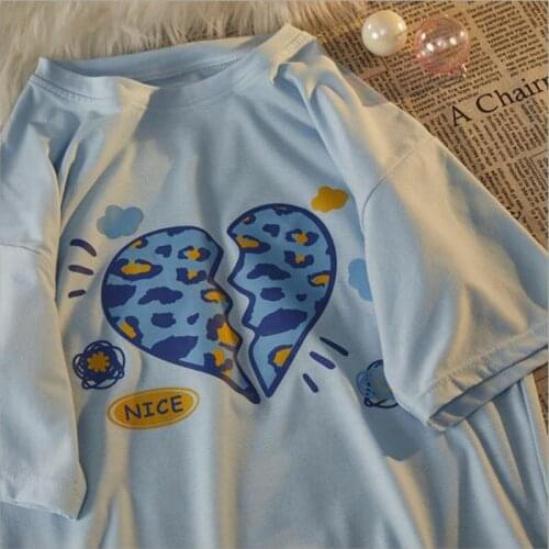 Heart Broken T shirt Women Spring Summer Short Sleeve O Neck Tshirt Femme Loose Style T-shirt Woman