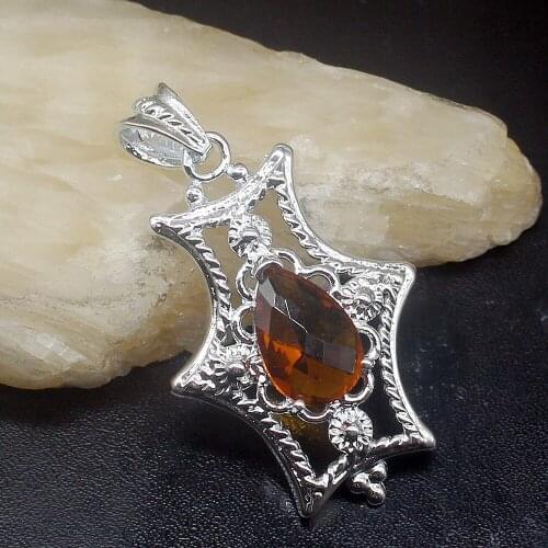 Gemstonefactory Jewelry Big Promotion 925 Silver Dazzling Drop Honey Topaz Women Ladies Mom Gifts Necklace Pendant 20213658