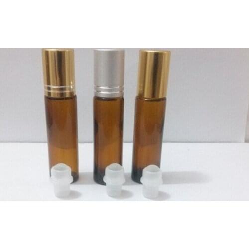 Hot sale 20 x 10ml Roll on perfume bottle, 10 ml amber essential oil roll on bottle, small glass roller container