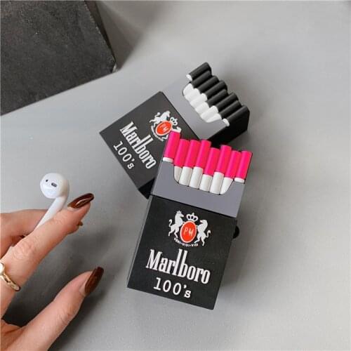 Hot Sale Cute Cigarette Box Design Earphone Cases with Hook for Airpods 1/2 Funny Creative Soft Silicone Covers for Airpods