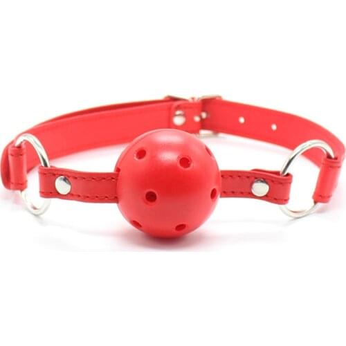 Open Mouth Gag for Women Couples Gagged PU Leather Ball Gag S&M Slave Oral Fixation Stuffed Flirting Sex Toys in Adult Games