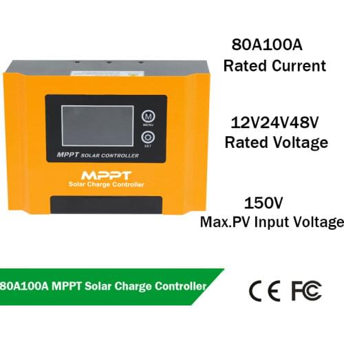 MPPT Solar Charge Controller 80A 100A 12V 24V 48V Auto with LCD Display Solar Cell Panel Charger Regulator street lmp monitoring
