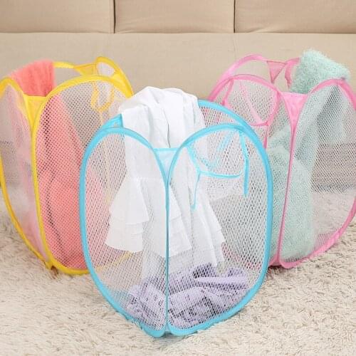 Washing Clothes Laundry Basket Bag Foldable Mesh Storage Toy Container Organization Dirty clothes basket Home Accessoris
