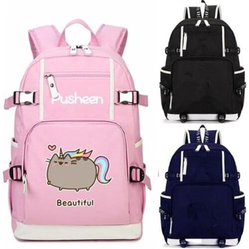 Beautiful Reading Cat Unicorn Pink Backpack School Bag Casual Teenagers Student Book Travel Laptop Girl Boys Bags Gift
