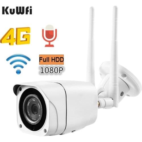 KuWFi 5MP 3G/4G SIM Card IP Camera 1080P HD IP Camera Wireless Bullet Wifi Camera Outdoor Security CCTV Motion Detection Two-way