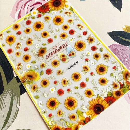 MG180506-10 Sunflower Sun flower 3D Back glue Nail decal Nail sticker Nail decoration Nail art Nail tool Nail ornament