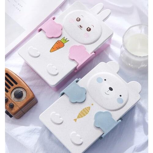 Cute Bento Lunch Box Kawaii for Kids School Children Japanese Style Kindergarten Childrens Bread Sandwich Food Box Plastic