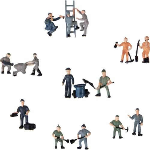 25pcs 1:87 HO Scale Miniature People Model Worker Figurines for Model Train Diorama Scenery DIY Accessories, Assorted