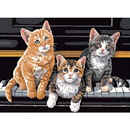 Framed Parrot And Cat Animal Oil Painting By Numbers For Adults Diy Gift Picture By Number Kits Acrylic Color On Canv