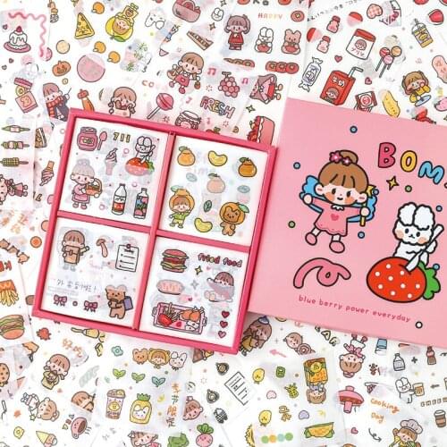 100 pcs/box kawaii Gourmet girl Decorative cute Stationery Stickers Scrapbooking DIY Diary Album Stick Lable