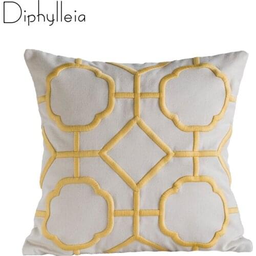 Diphylleia Nordic Style Cushion Cover Cotton Linen Mixed Geometric 3D Embroidery Big Pillow Case For Living Room Sofa Bedding
