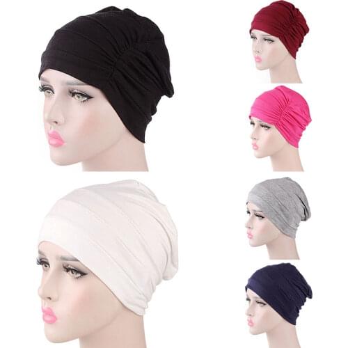 2021 New Womens Soft Comfy Chemo Cap and Sleep Turban Hat Liner for Cancer Hair Loss Cotton Headwear Head wrap Hair accessories