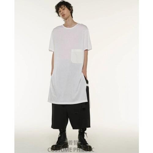 New Men clothing Hair Stylist DJ Original Loose Irregular asymmetry short sleeve T-shirt PLUS SIZE singer costumes