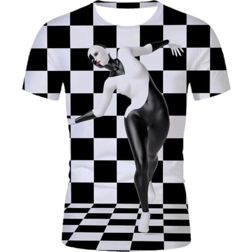 Summer novelty t-shirts Mens 3D Anime Graphic T shirt Black and white artistic beauty T-shirts All men and women O-neck shirt