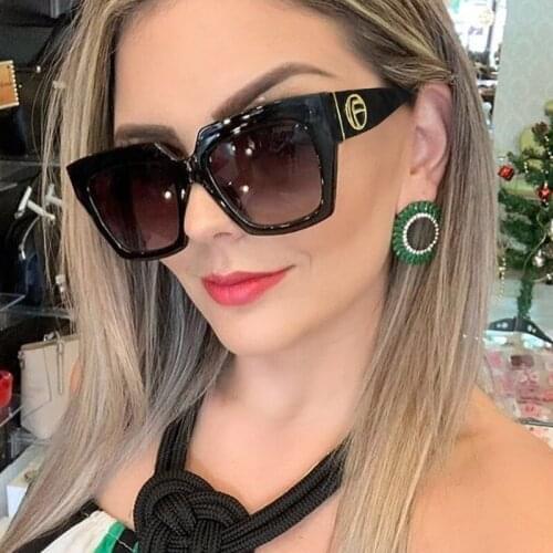 2019 Newest Oversized Square Sunglasses Women Luxury Black Brand Designer Sun Glasses For Female Male Vintage UV400 Eyewear