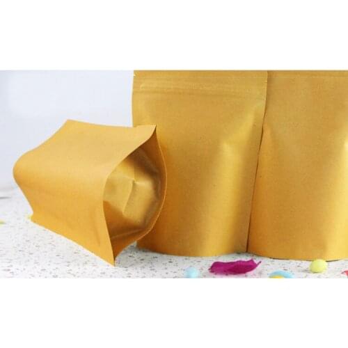 9*14+3cm 500pcs Stand Up Aluminum Foil Brown kraft paper bags with Zipper lock for Food/Tea/Nut Resealable Packaging Bag