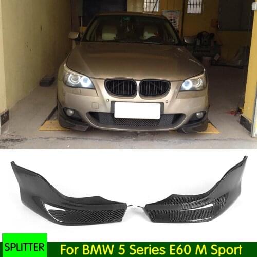 2PCS/Set Carbon Fiber Front Bumper Lip Splitters Apron Flaps For BMW 5 Series E60 M Sport 2003-2009