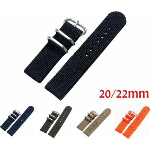 20&22mm Military Nylon Fabric Canvas Wrist Band Strap Stainless Steel Black/Silver Pin Buckle 5 Colors Men Women Watch Replace