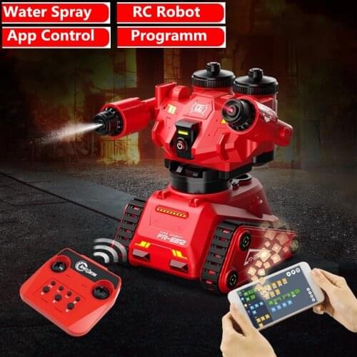 Intelligent Early Education Toy 2.4G Remote Control Robot Mobile App Control Fire Fighting Water Spray RC Robot Toy for Boy Kid