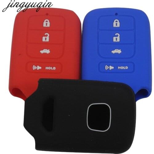Jingyuqin Silicone Key fob Cover Case Protect Skin for Honda for Accord Civic Pilot CRV HRV EX EXL Remote keyless