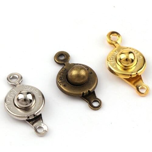 8x11mm Vintage Metal Double Hole Round Snap Buttons Connectors Charm Pendant DIY Necklace Bracelet Connectors Jewelry Findings