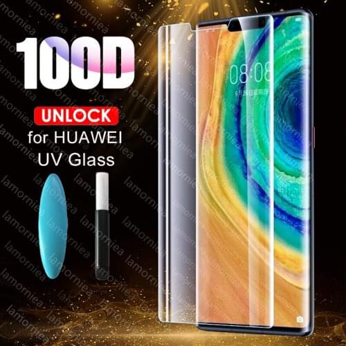 100D UV Full Glue Sceen Protector For P Smart Plus 2019 P Smart Z Liquid UV Tempered Glass For Huawei mate 20 30 P20 P30 Pro 5G