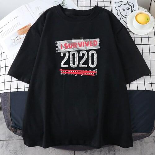 Womens T-Shirt 2020 I Sur Vived Summer Hip Hop Anime Clothes Letter Printing T Shirt Brand Breathable Sweat Men Clothes
