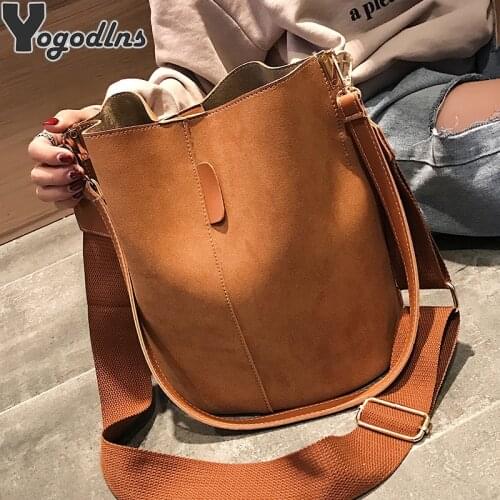Vintage Matte PU Leather Designer Bucket Handbags For Women High Quality Shoulder Bags Ladies Crossbody Totes Shopping Bag Bolso