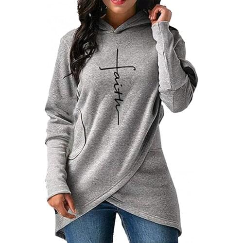2021 Autumn oversize Hoodie womens Irregular Hem Cross Embroidery Sweatshirt loose fashion womens Fall Clothes