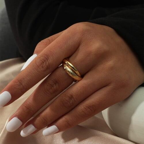 MANGOSKY 18KGP 3 Circles in 1 Design Adjustable Size Women Ring