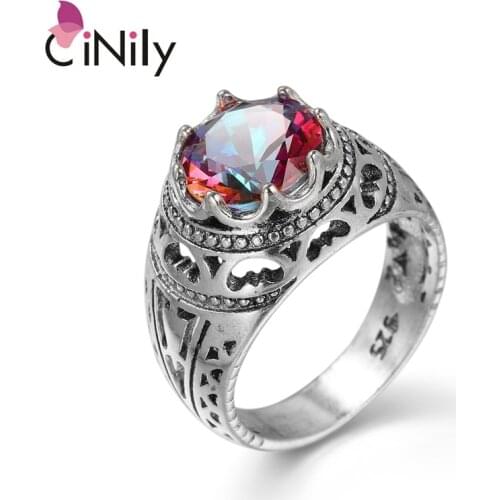 CiNily Created Mystic Stone Silver Plated Wholesale New Arrived for Women Jewelry Wedding Gift Ring Size 6-9 NJ11163